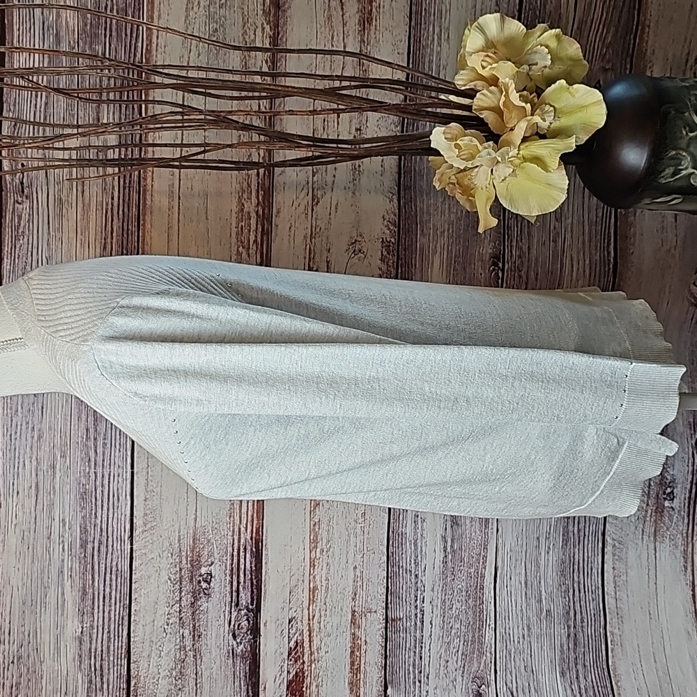 NEW RETROLOGY HEATHER GRAY LONG SLEEVE OPEN FRONT GROMMET CARDIGAN - Picture 9 of 16